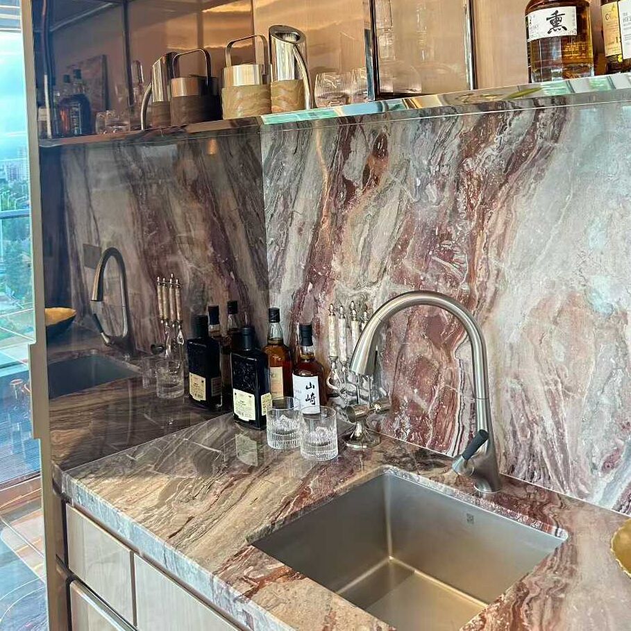 Arabescato Red Orobico Rosso Marble Countertop Worktop