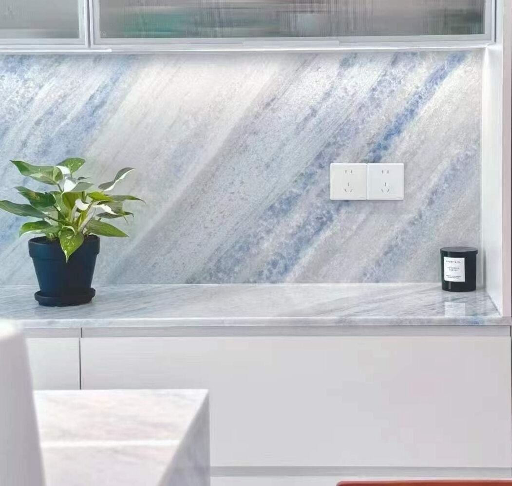 Natural Cristalita Ocean Blue Crystal Marble Kitchen Countertop and Vanity Top