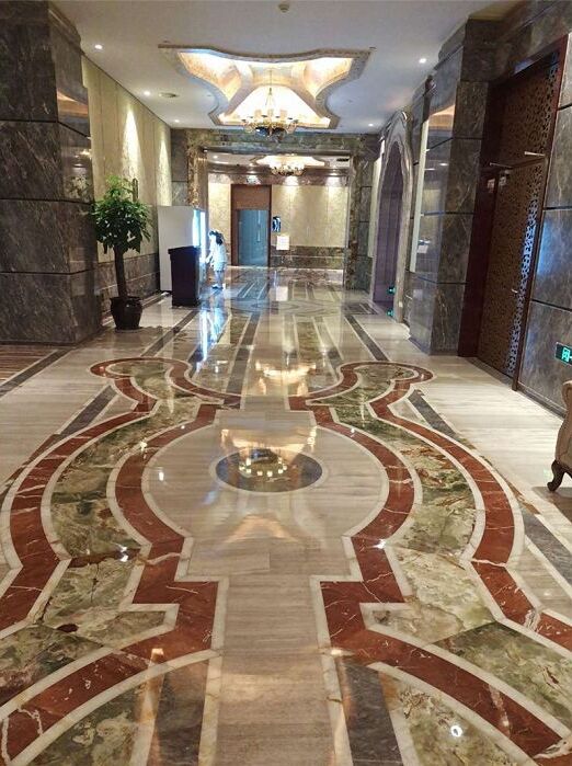 Water jet marble floor tiles manufacture