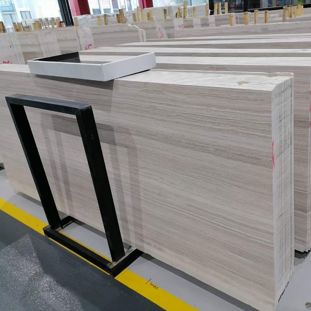 White Serpeggiante Marble Wooden Vein Marble Slab