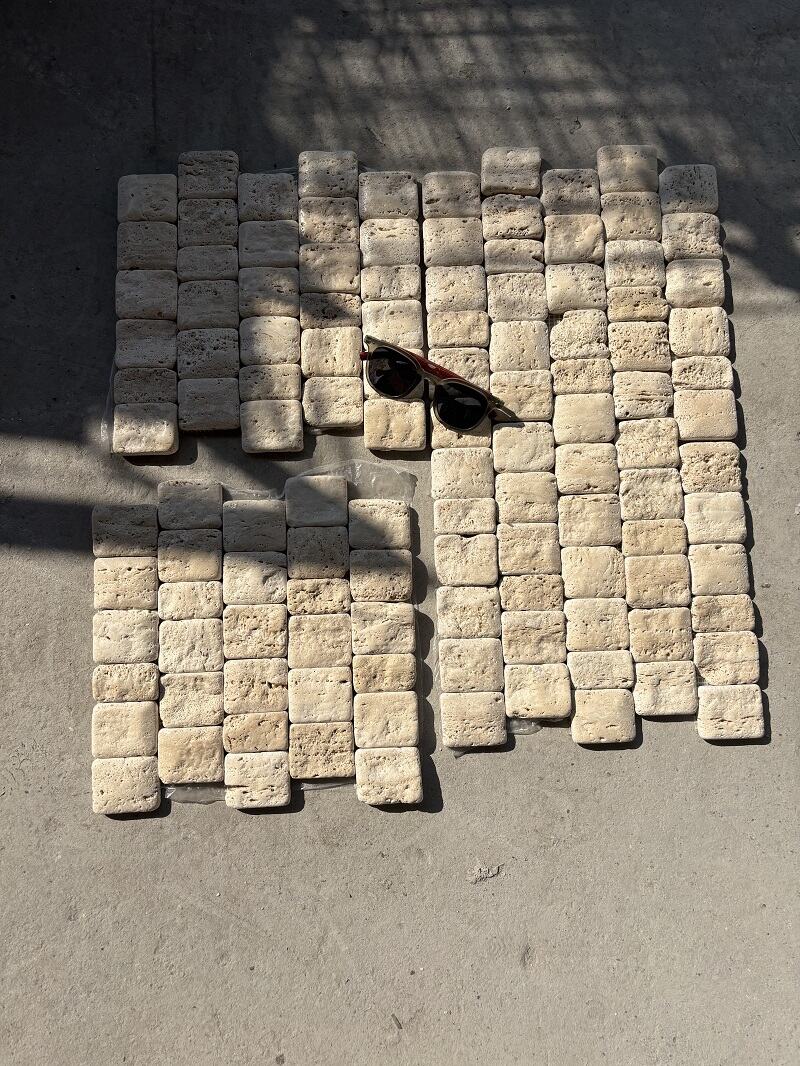 Beige Travertine Square Marble Mosaic Tiles