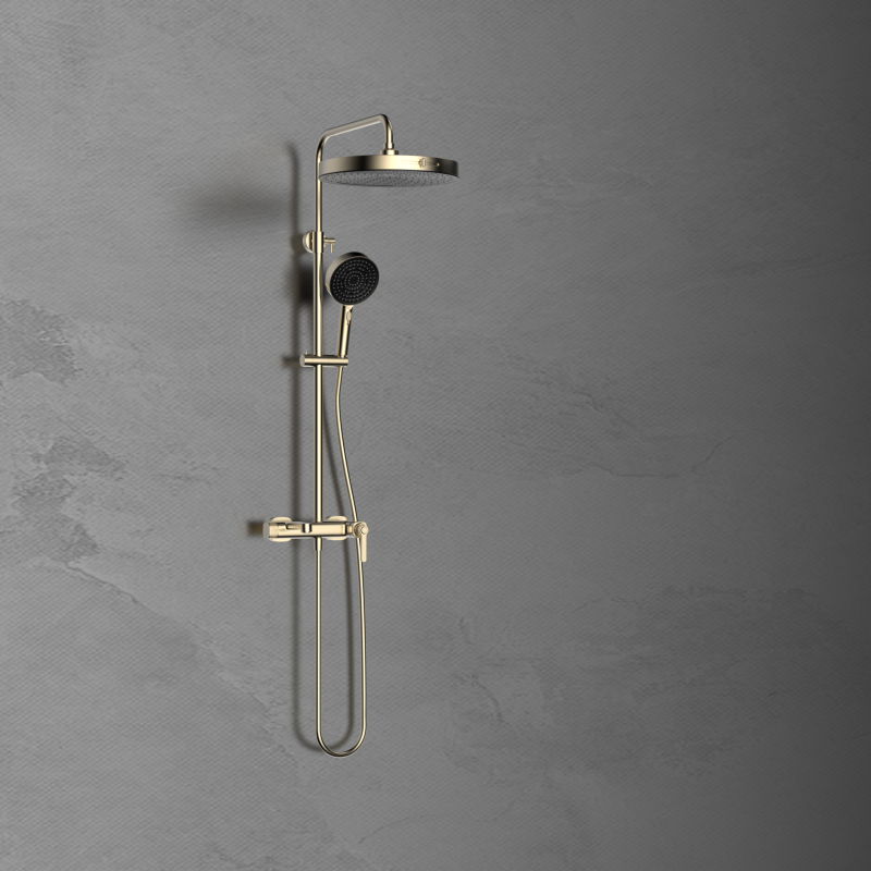Laosi Series 1LU060301 Wholesale Brass Bathroom Shower Kit Wall Mounted Mixer and Rain Shower Set Brushed Gold