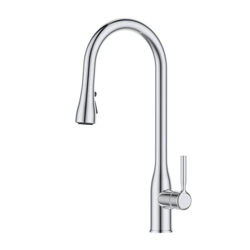 1LG050203 Brass Faucet for Kitchen with Pull Out Sprayer and 360 Rotation Mixing Cold Hot Water Gold