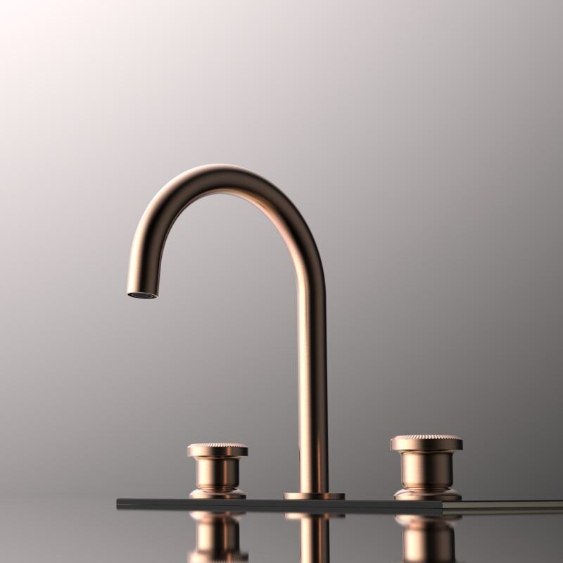 Sekko series 1SE500105 Brass Cold Hot Water Mixer Wash Basin Faucet 2-Handle Deck Mounted 3 Holes For Bathroom Gun Grey 