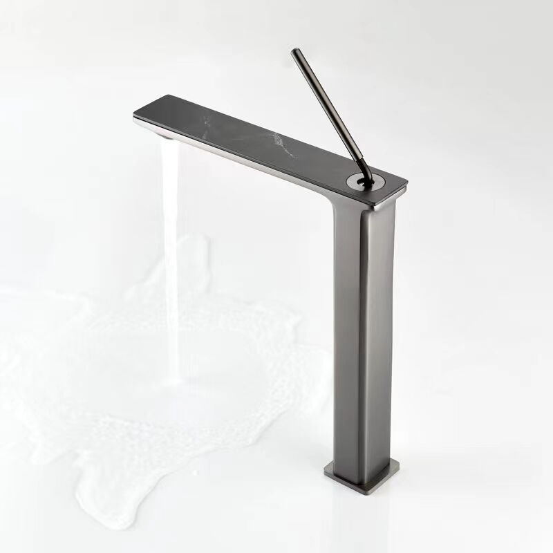 Cool Series 1LN810101 Matte Black Finish Brass Bathroom Faucet Single Hole Deck Mounted Water Mixer Tap Gold