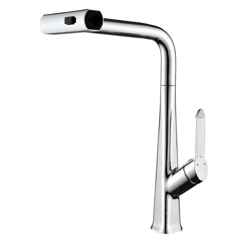 1LS580200 Brass Kitchen Mixer Tap with Pull Out Sprayer and 360 Rotation for Single Handle Sink Chrome
