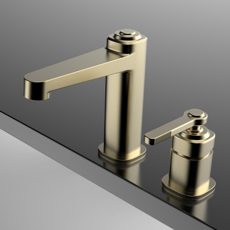 Laosi Series 1LU060105 Solid Brass Construction 2 Holes Bathroom Faucet with Deck Mounted Basin Mixer Black