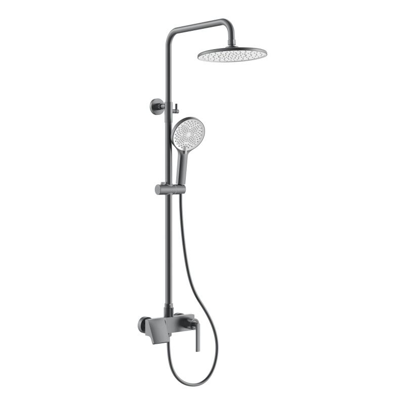 Mairui Series 1LN550300 High End Grade Wall Mounted Bath Shower Mixer Set in Solid Brass Complete Fittings Kit Gun Grey