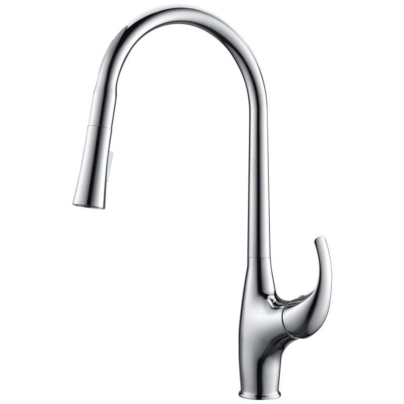 1LG270202 Brass Kitchen Sink Faucet with Pull Out Spray Mixer and 360 Degree Rotation Flexible Design Chrome