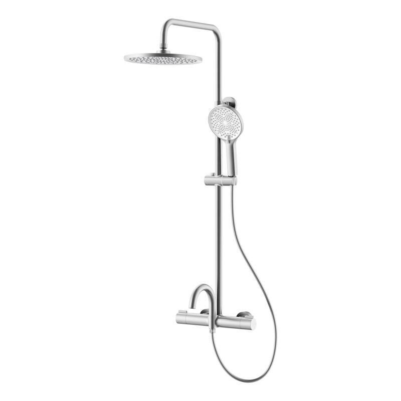 Fly Series 1LN020302 High End Grade Elegant Wall Mounted Brass Rain Shower Faucet Mixer Set for Spa Bathroom Gun Grey