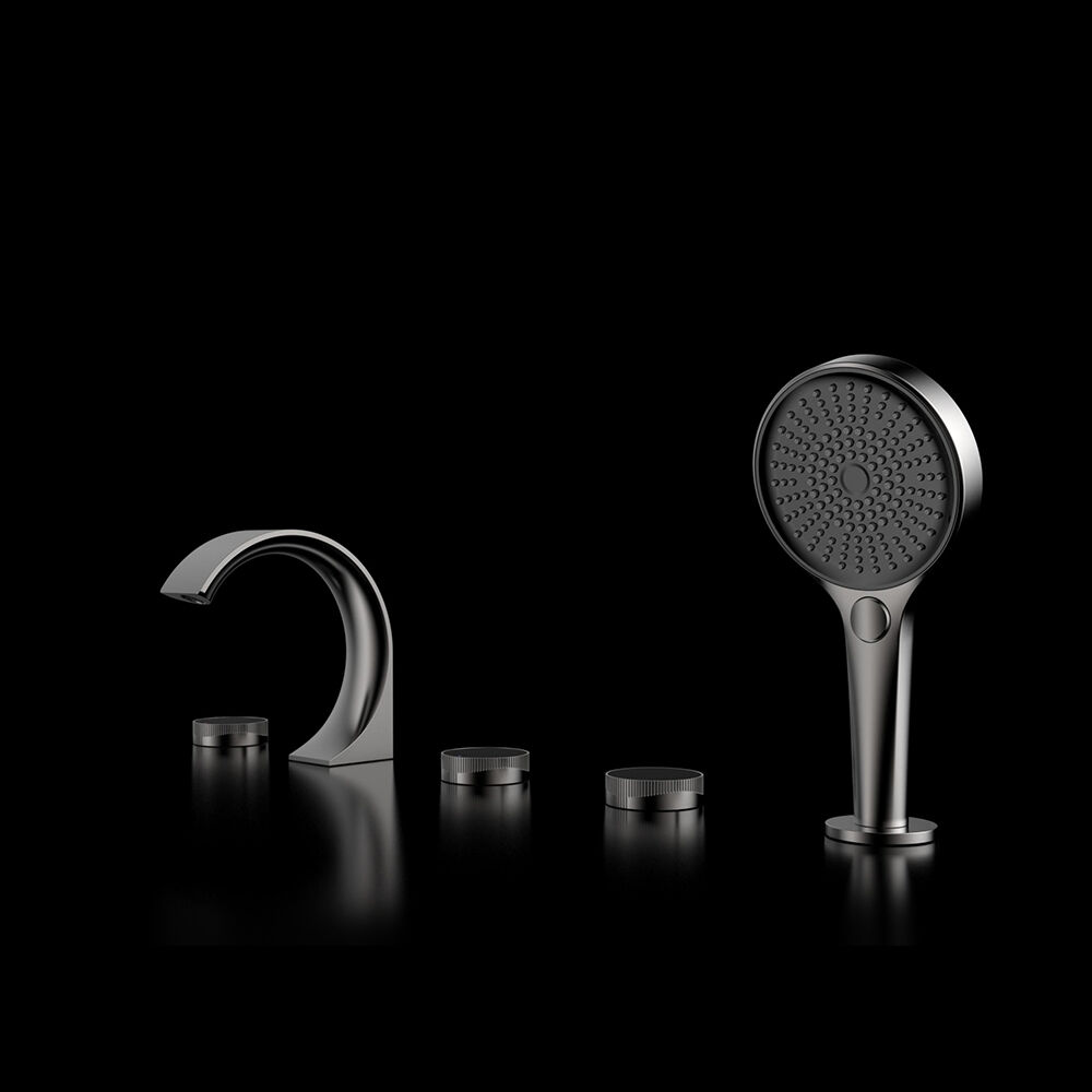 Tran Series  1LQ290400 High-Quality Brass 3-Handle Bath Faucet Set with Shower Mixer for Bathroom Tub Gun Grey