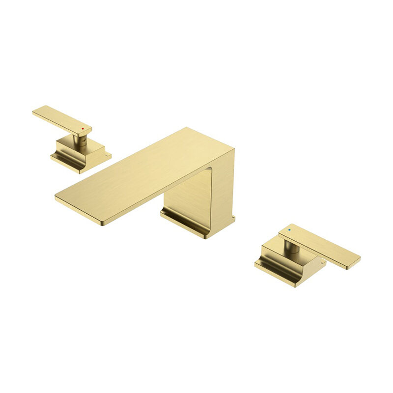 Peiluo Series 1LP590106 European Style Brass 3 Holes Bathroom Faucet with Deck Mounted Mixer Tap Brushed Gold