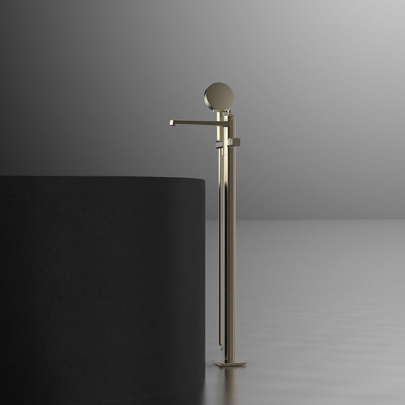 Laosi Series 1LU060402 Luxury Brass Bath Faucet Set with Floor Standing Spout and  Shower for Tub Black