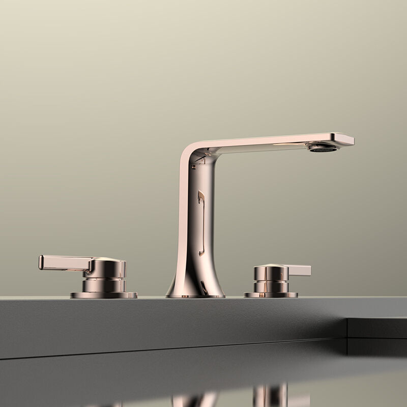 Xifan Series 1XF500103 Hot Sell Durable Brass 2-Handle Bathroom Sink Faucet 3 Holes Deck Mounted Water Mixer Tap Gold