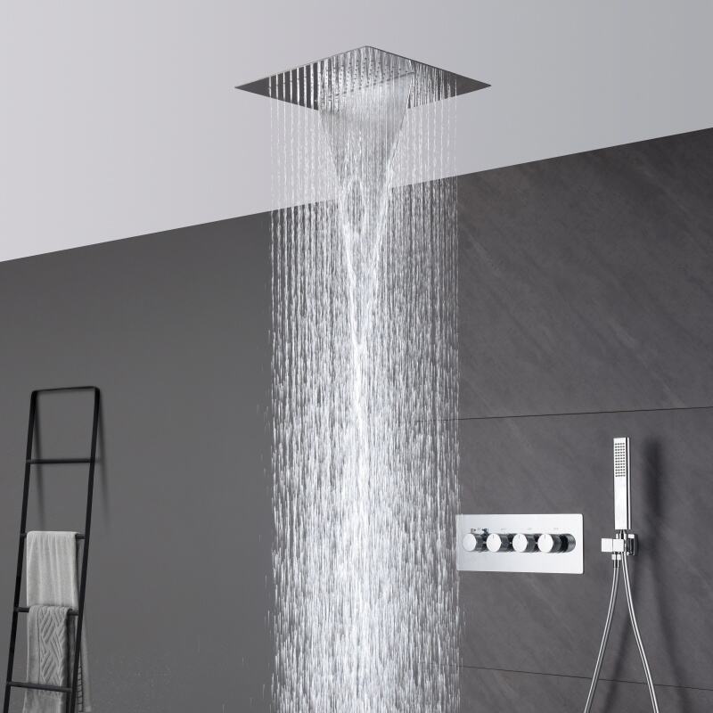 1LQ-690068045 Spa Shower System Concealed Brass Mixer Rain Showerhead Waterfall Spout Kit