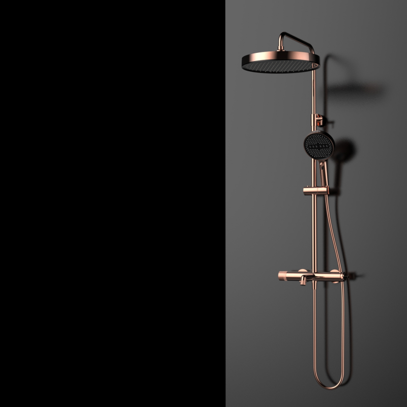 Yaji Series 1LU150301 Complete Brass Wall Mounted Shower System Rain Showerhead and Mixer Faucet Black