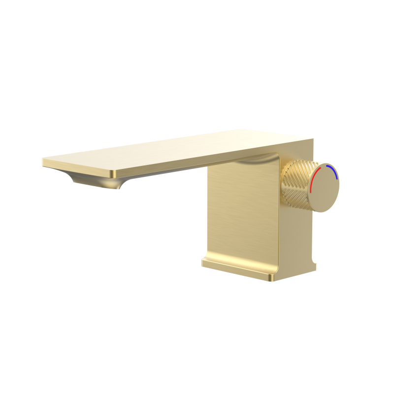 Peiluo Series 1LP590102 Solid Brass Construction Single Handle Bathroom Faucet with Deck Mounted Basin Mixer Brushed Gold