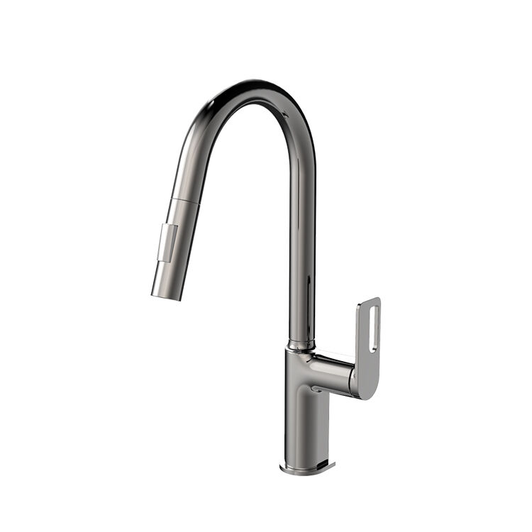 Zorn series 1LN080200 Wholesale Brass Cold Hot Water Mixer Tap with Pull Out Sprayer and Flexible for Kitchen Gun Grey