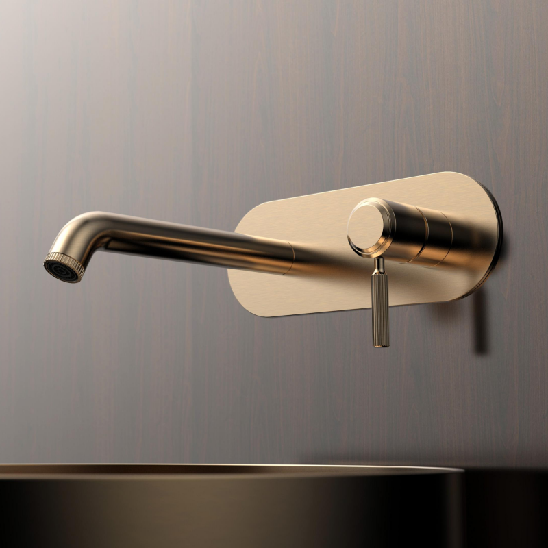 Parsons Series 1PS500201 Easy Install Wall Mounted Brass Faucet Two Holes Bathroom Sink Water Mixer Gold