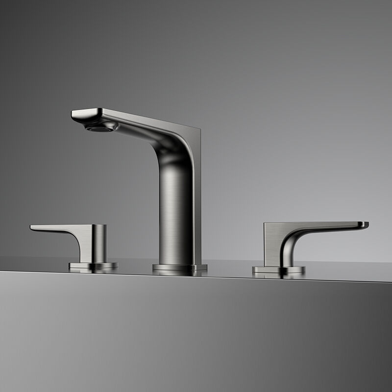 Nuoya Series 1NY500102 Luxury Brass Wash Basin Mixer 3 Holes Deck Mounted Bathroom Faucet 2-Handle Design Gun Grey