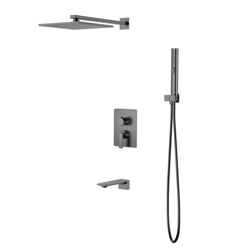 Peiluo Series 1LP590309 Modern Bathroom Upgrade Concealed Brass Mixer Set with Rainfall and Waterfall Heads Chrome