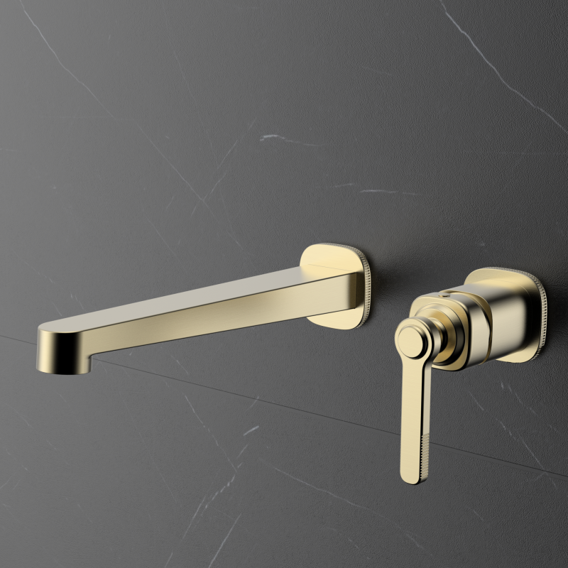 Laosi Series 1LU060110 Luxury Brass Two Holes Mixer Tap Wall Mounted for Bathroom Wash Basin Sink Chrome