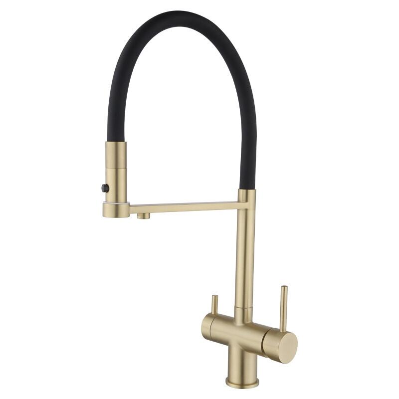 1LQ280202 Best Brass Single Handle Kitchen Faucet with Pull Down Sprayer and Flexible for Sink Rose Gold