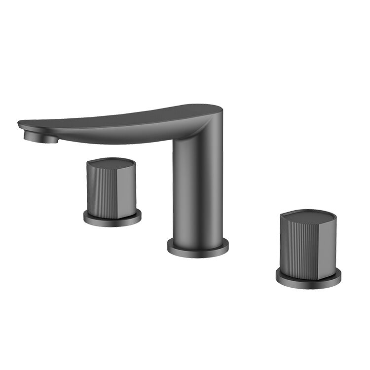 Sun Series 1LN130107 Luxury Brass 3 Holes Mixer Tap Deck Mounted for Bathroom Wash Basin Sink Gun Grey