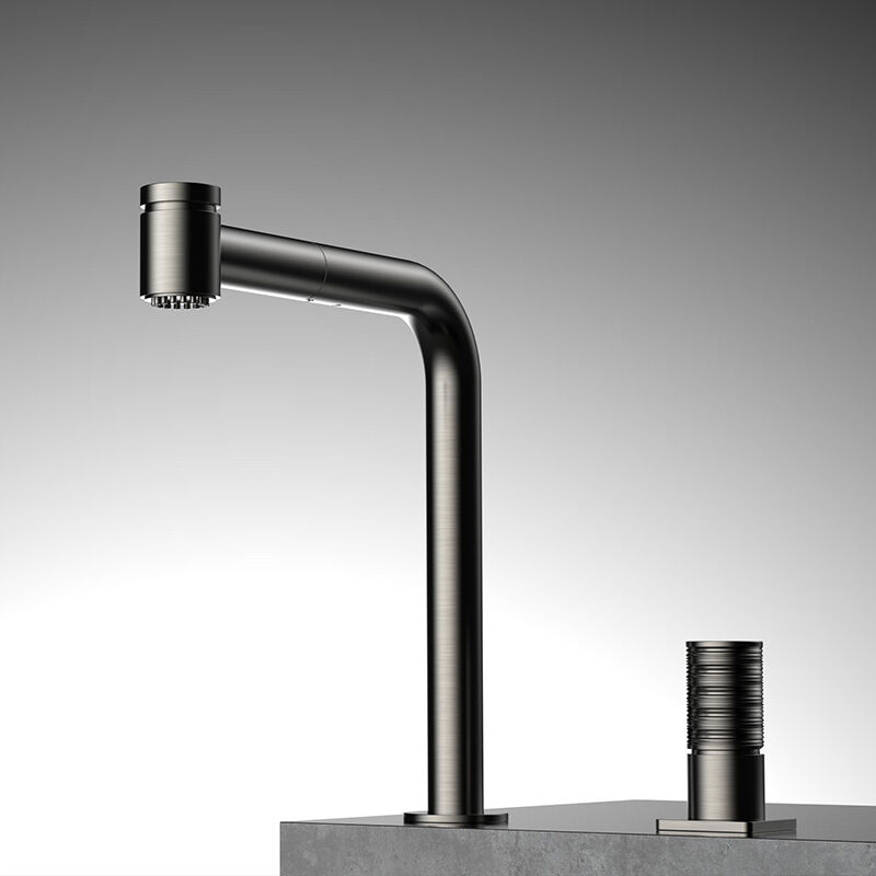 Xingrui Series 1LU240104 Classic Brass Two Holes Faucet for Bathroom Vanity with Hot Cold Water Mixer Gun Grey