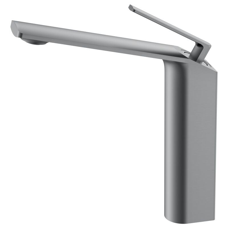 Mairui Series 1LN550101 Premium Brass Single Hole Deck Mounted Bathroom Faucet with Cold And Hot Water Mixer Gun Grey