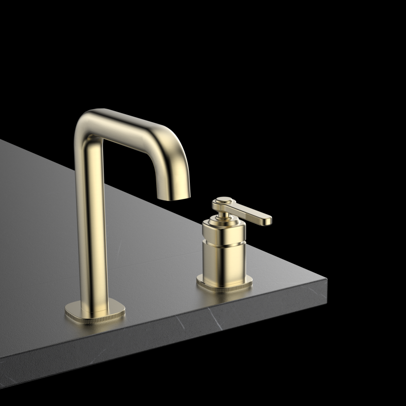 Laosi Series 1LU060102 Wholesale Brushed Gold Finish Brass Two Holes Faucet for Bathroom Wash Basin Sink Gold