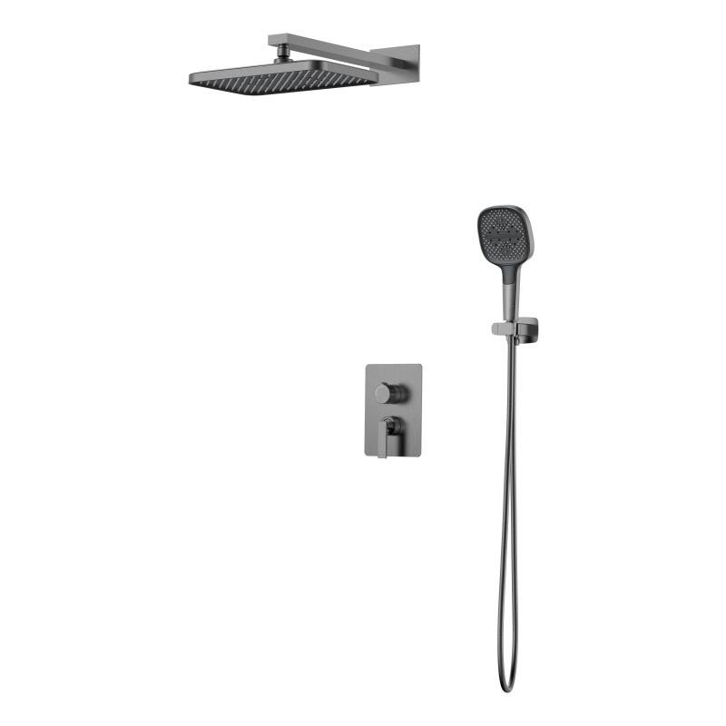 Peiluo Series 1LP590308 Luxury Concealed Brass Smart Thermostatic Valve with Rain and Waterfall Shower System Kit Black