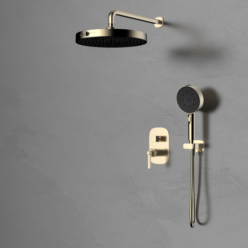 Laosi Series 1LU060305 Spa Shower System Concealed Brass Mixer Rain Showerhead Waterfall Spout Kit  Rose Gold