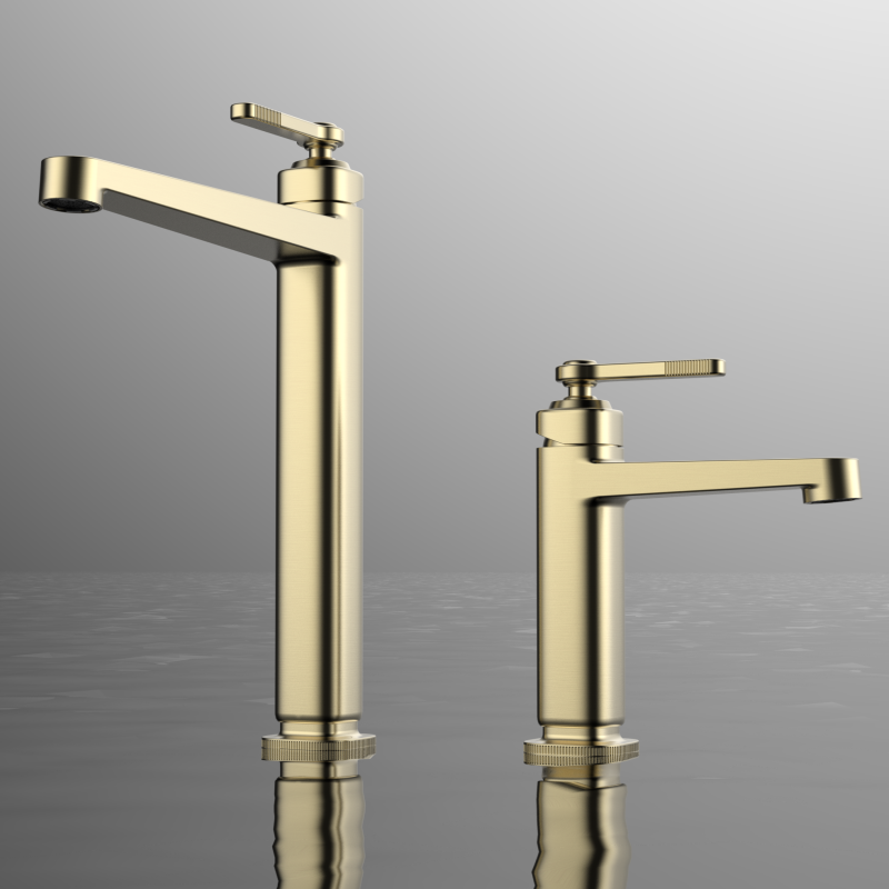 Laosi Series 1LU060100 Lead-Free Brass Single Hole Mixer for Bathroom Wash Basin Deck Mounted Faucet Brushed Gold 