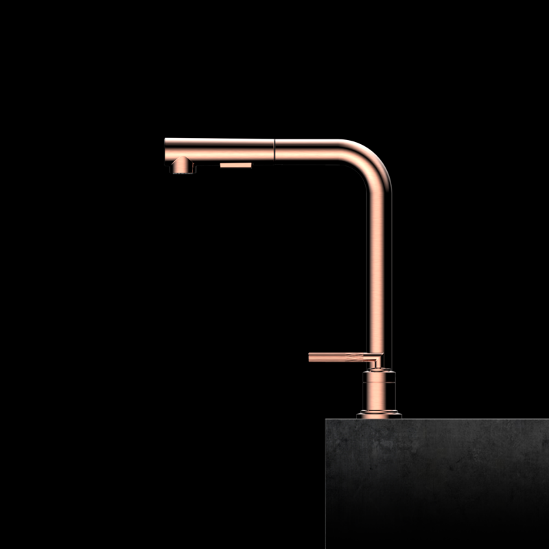 Yaji Series 1LU150200 Brass Kitchen Faucet with Pull Out Spray Mixer and 360 Rotation for Easy Sink Cleaning Rose Gold