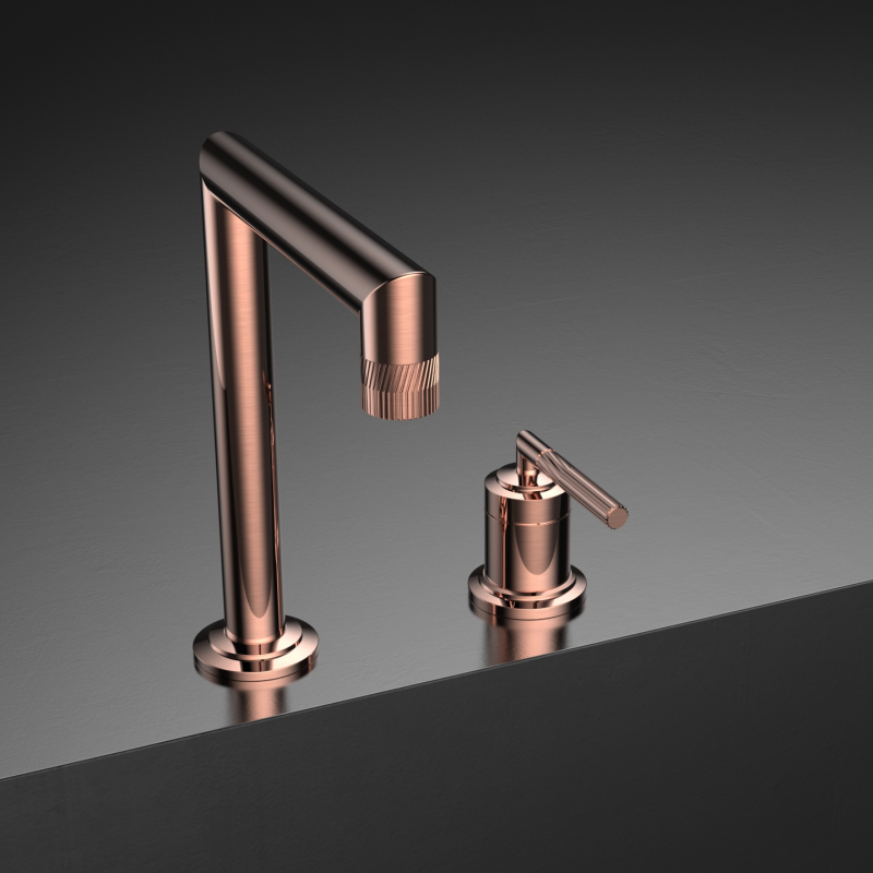 Yaji Series 1LU150105 Professional Grade Brass Water Mixer for Two Holes Bathroom Sink Installation Rose Gold