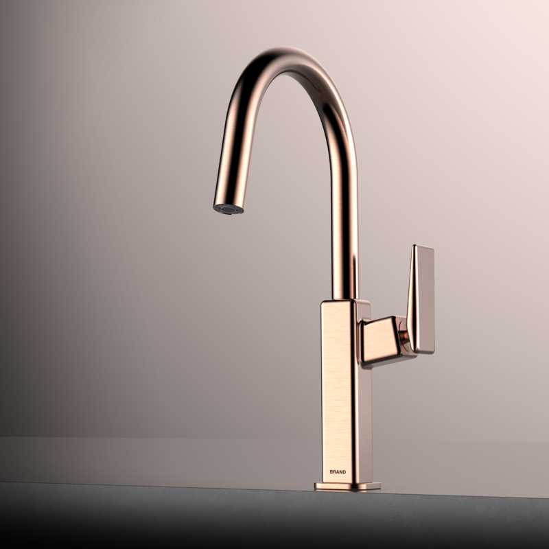 Xingbo series 1XB500300 Brass Sink Faucet with Sprayer and 360 Rotation for Cold and Hot Water Mixing Rose Gold