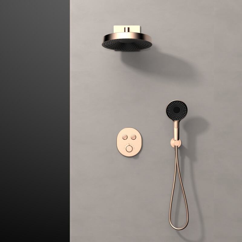 Sekko series 1SE500700 High-End Concealed Brass Mixer Valve Set for Rainfall Shower and Waterfall Bathroom Spa Brushed Gold