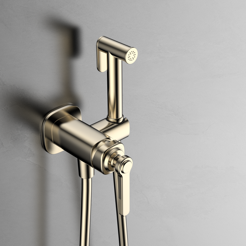 Laosi Series 1LU060501 High-Quality Brass Bath Faucet Set Wall Mounted with Hand Shower Mixer for Tub Gold