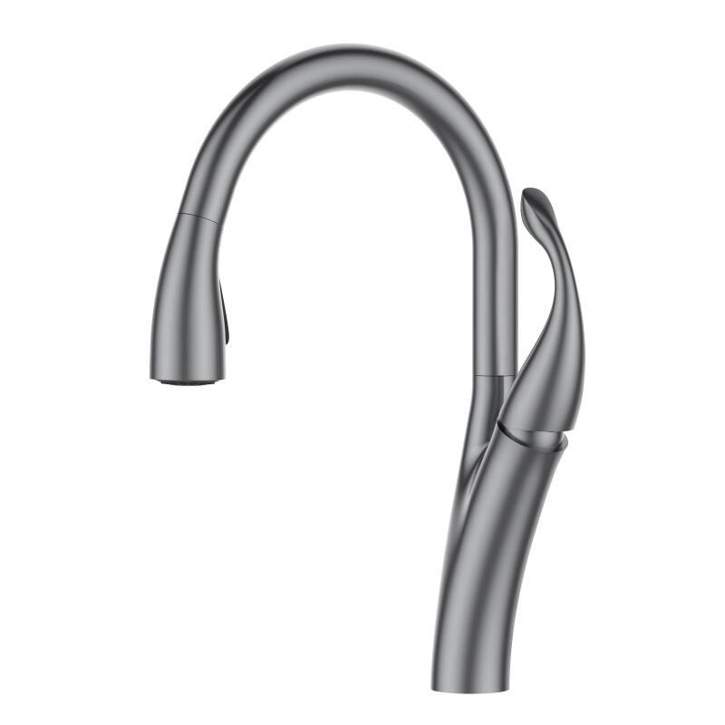 1LG060201 Cold and Hot Water Mixer Brass Tap with Pull Out Sprayer and 360 Rotation for Kitchen Sink Gold