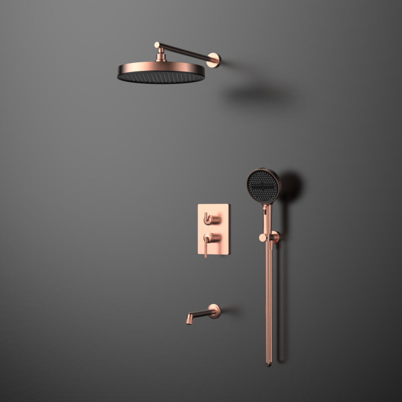 Yaji Series 1LU150304 Luxury Concealed Brass Smart Thermostatic Valve with Rain and Waterfall Shower System Kit  Chrome