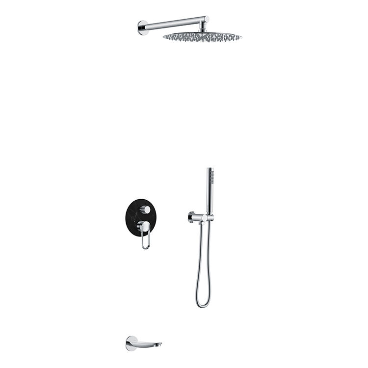 Sun Series 1LN130304 High-Pressure Rain Shower and Waterfall Set with Concealed Brass Mixer Valve for Bathroom Gun Grey