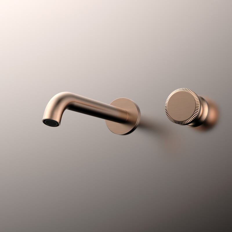 Sekko series 1SE500202 Premium Brass Two Holes Wall Mounted Bathroom Faucet with Cold Hot Water Mixer Rose Gold 