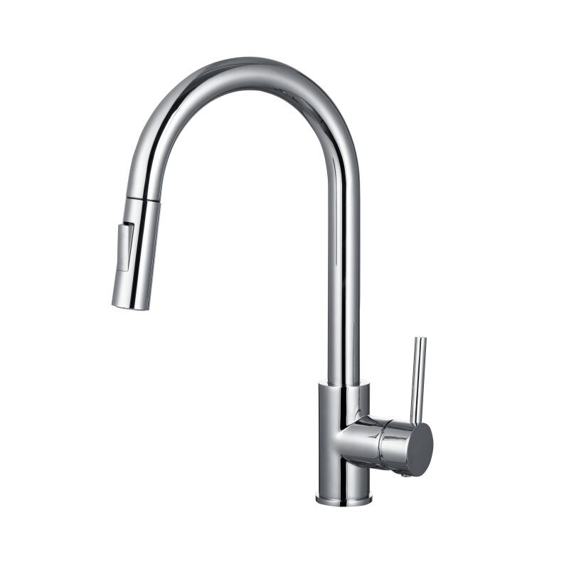 1LG050208 Flexible 360 Rotation Brass Kitchen Faucet with Pull Out Sprayer and Single Handle Mixer Gun Grey