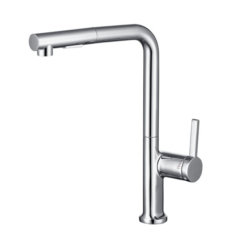 1LS380200 Flexible Pull Down Spray Brass Kitchen Faucet with Single Handle and 360 Rotation Tap Gun Grey