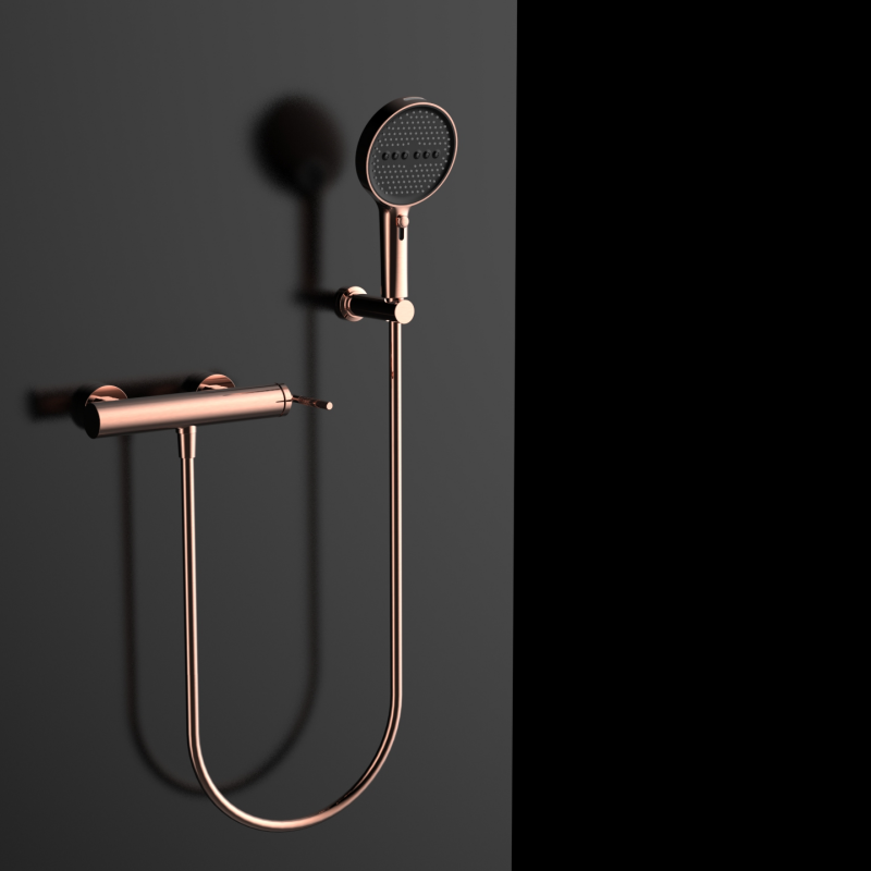 Yaji Series 1LU150302 Professional Grade Brass Bath Fittings Wall Mounted Rain Shower Mixer Set Gun Grey