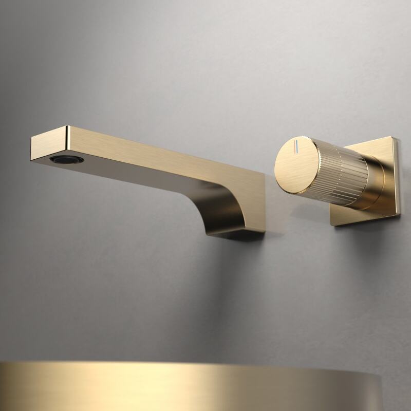 Simai Series 1SM500200 Matte Black Finish Brass Bathroom Faucet 2 Holes Wall Mounted Water Mixer Tap Gun Grey