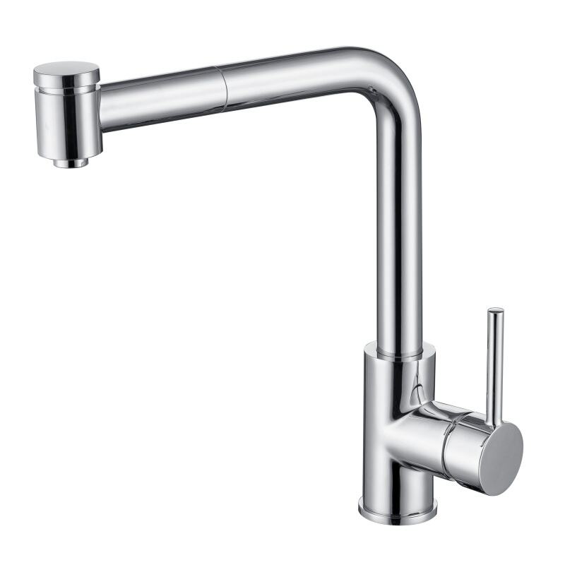 1LS080202 Brass Faucet for Kitchen with Pull Out Sprayer and 360 Rotation Mixing Cold Hot Water Gold