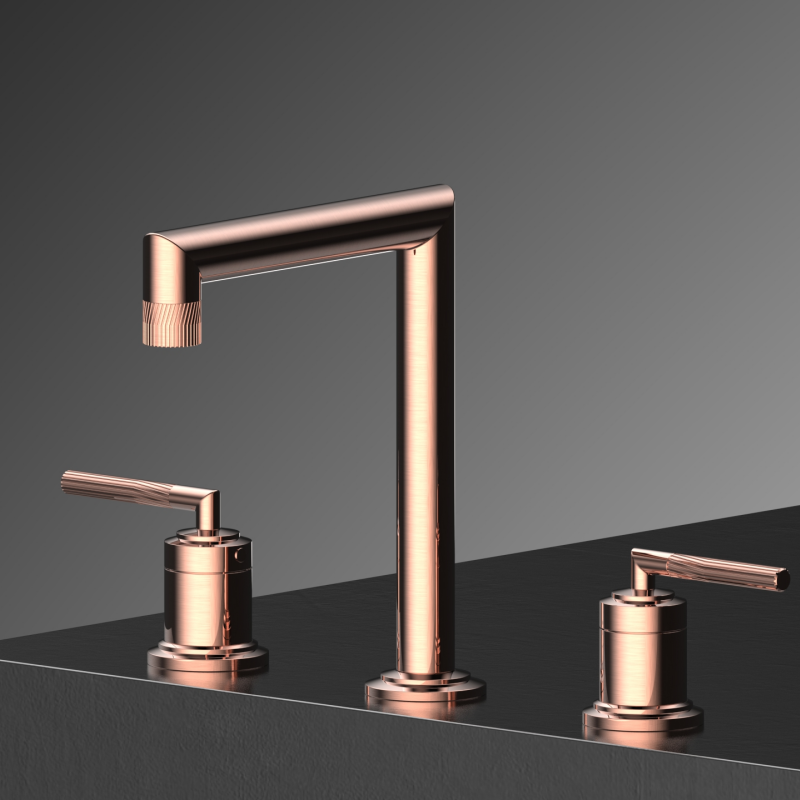 Yaji Series 1LU150106 Classic Brass 3 Holes Faucet for Bathroom Vanity with Hot Cold Water Mixer Black
