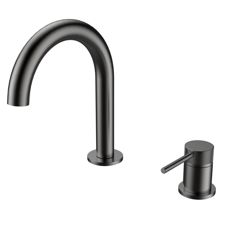 NewCool Series 1LN740111 Water-Saving Brass Two Holes Mixer Tap for Bathroom Wash Basin and Vanity Gun Grey